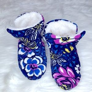 Vera Bradley Cozy Slipper Booties Blue and Purple